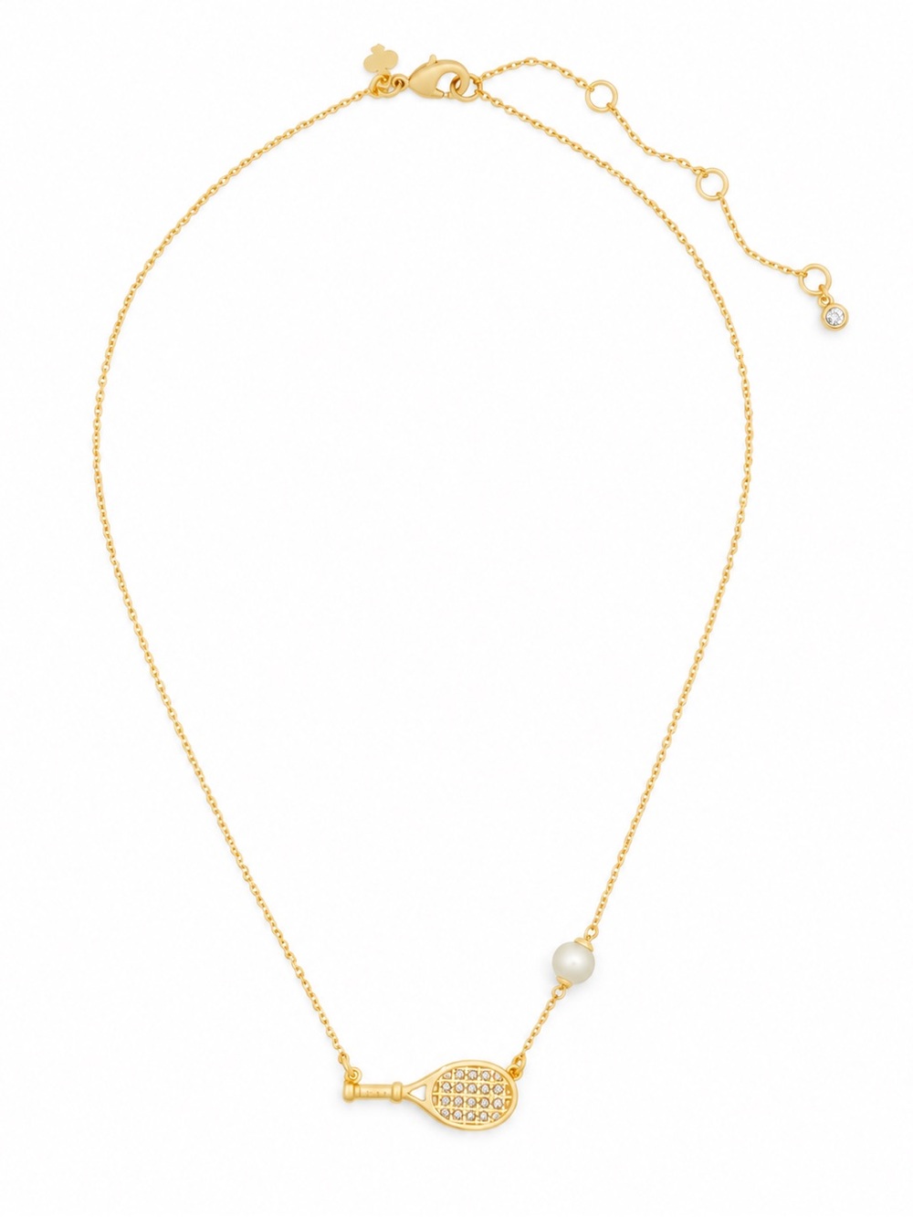 Kate spade Queen of The Court Tennis Racket Pendant Necklace with Pearl Accent